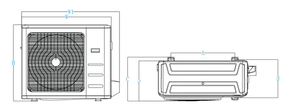 ابعاد یونیت خارجی داکت اسپلیت اینورتر میدیا سری M مدل MTIT-36HWFN1