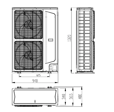 ابعاد مینی وی آر اف (VRF) اینورتر بویمن مدل BVR-OS14
