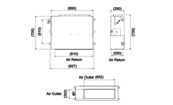 ابعاد یونیت داخلی کانالی VRF بویمن مدل BVR-IDM30