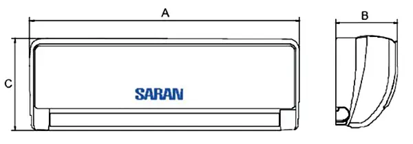 ابعاد فن کویل دیواری ساران مدل SRFCW-600