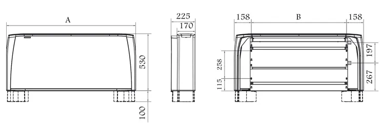 ابعاد فن کویل زمینی کریوه پایه دار تهویه مدل SV-200