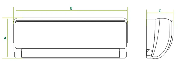 ابعاد فن کویل دیواری گرین سری ایرباس مدل GWF400P1