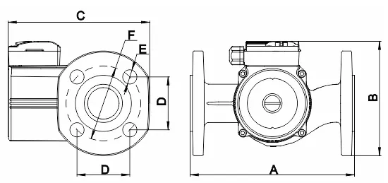 ملاحظات ابعادی پمپ سیرکولاتور لئو مدل LRP 36-80F/200