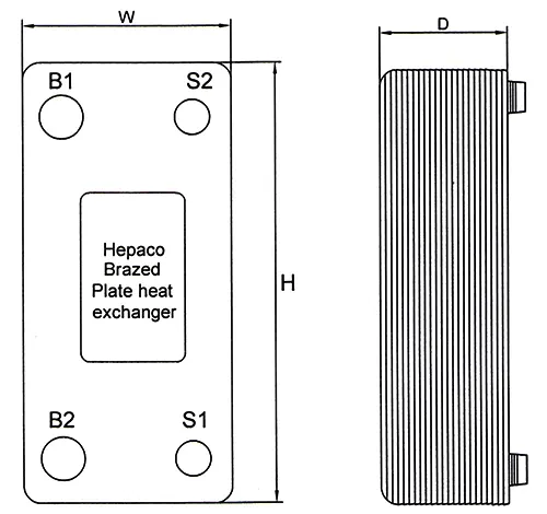 ملاحظات ابعادی مبدل حرارتی صفحه‌ای آب به آب هپاکو مدل HP-150